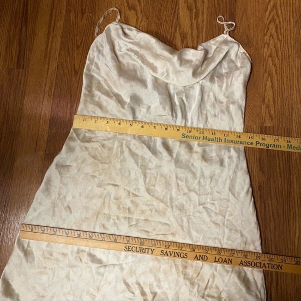 Vintage Y2K 100% Silk Slip Dress Printed Mini Silk Dress Size Small Cowl Neck - Picture 8 of 15